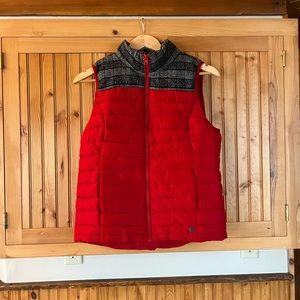 Ruff Hewn Women's Red Sleeveless Front Full Zip Puffer Vest Size S